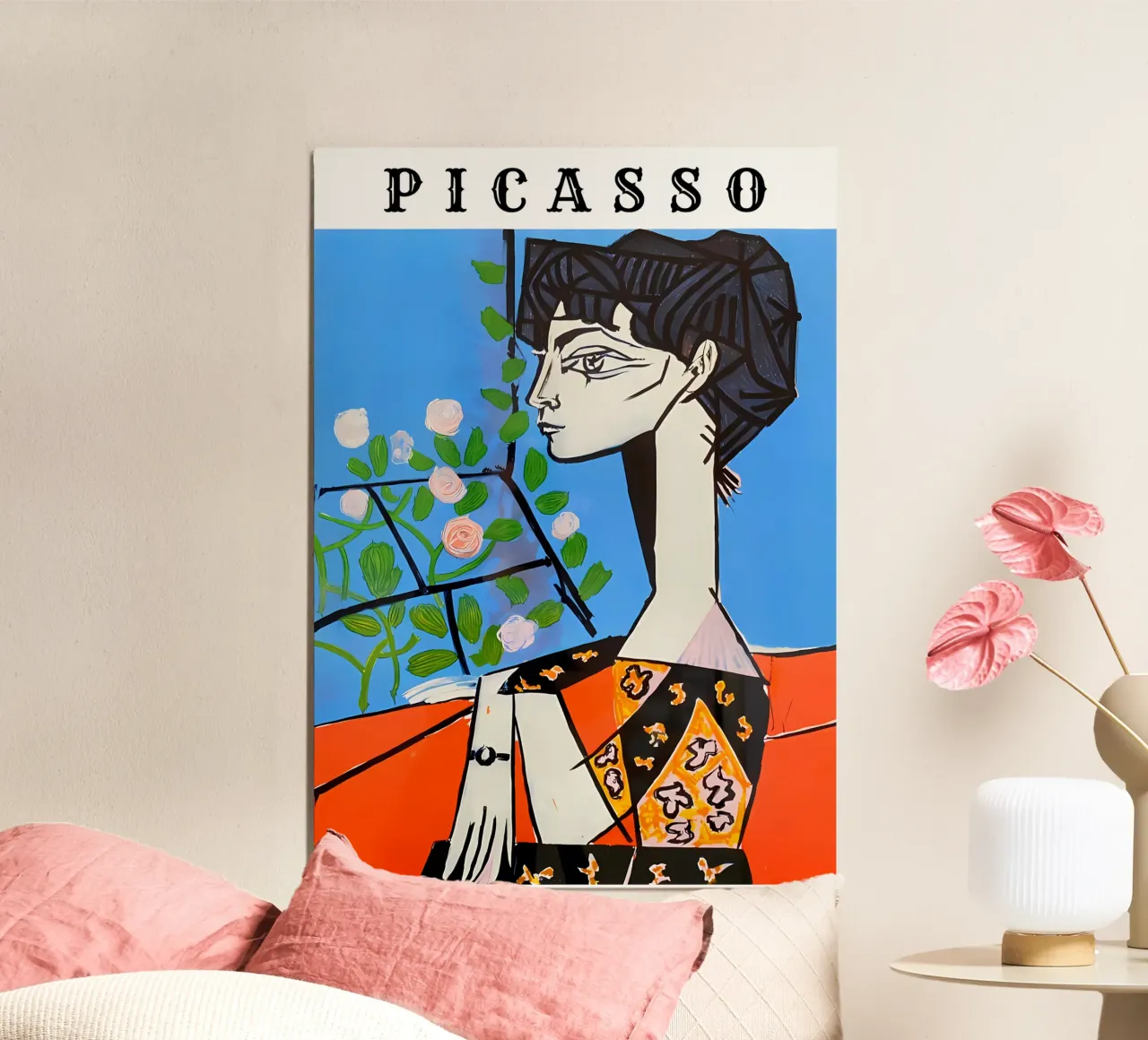 Ragazza con fiore in stile Picasso poster da careytowne1