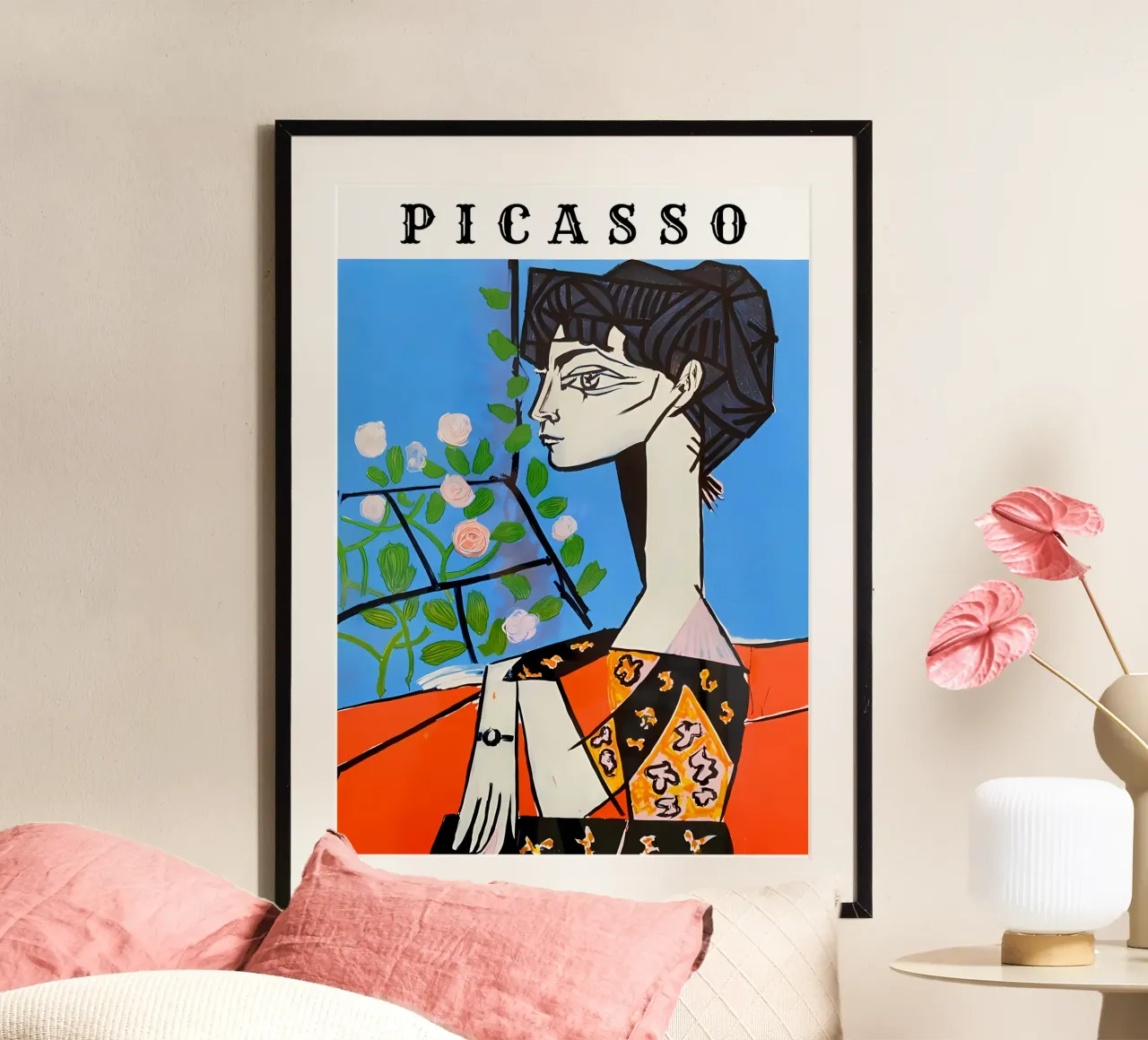 Ragazza con fiore in stile Picasso poster da careytowne1