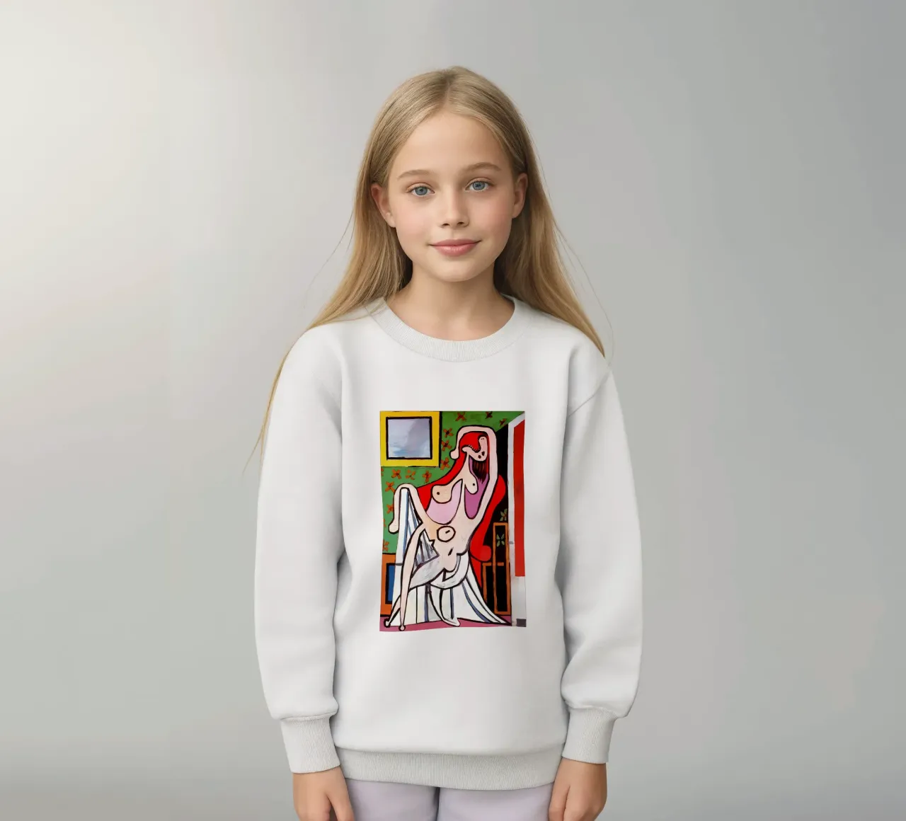 Grande nudo in poltrona rossa, Pablo Picasso felpa bambino da careytowne1