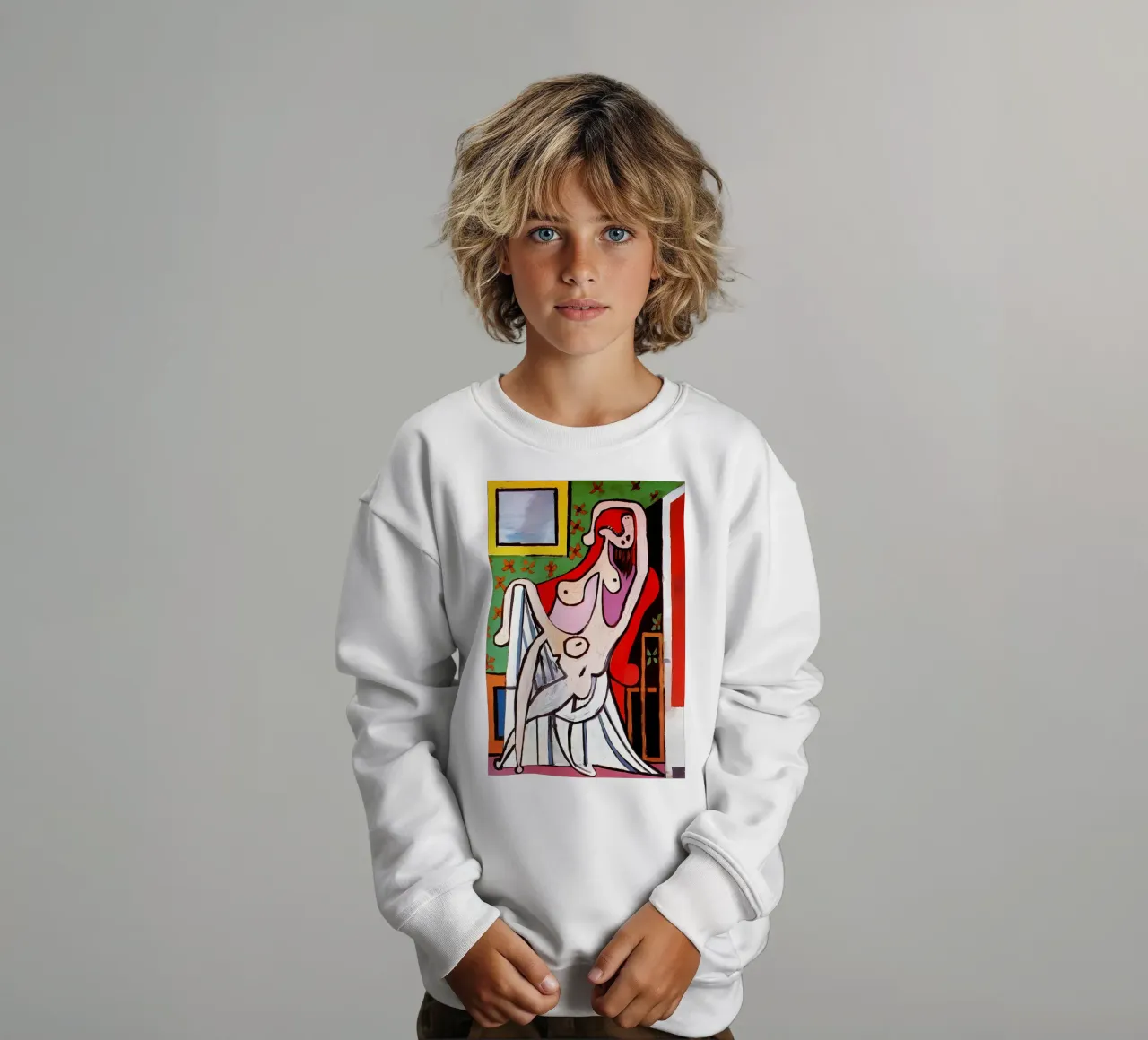 Grande nudo in poltrona rossa, Pablo Picasso felpa bambino da careytowne1