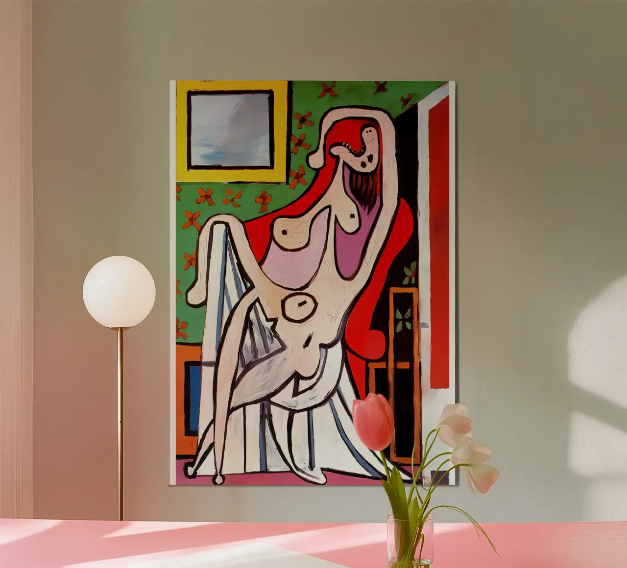 Grande nudo in poltrona rossa, Pablo Picasso alluminio dibond da careytowne1