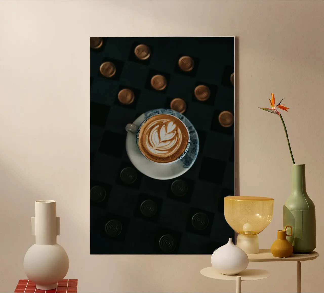 espresso latte art tela con Cornice a cassetta da cofa home