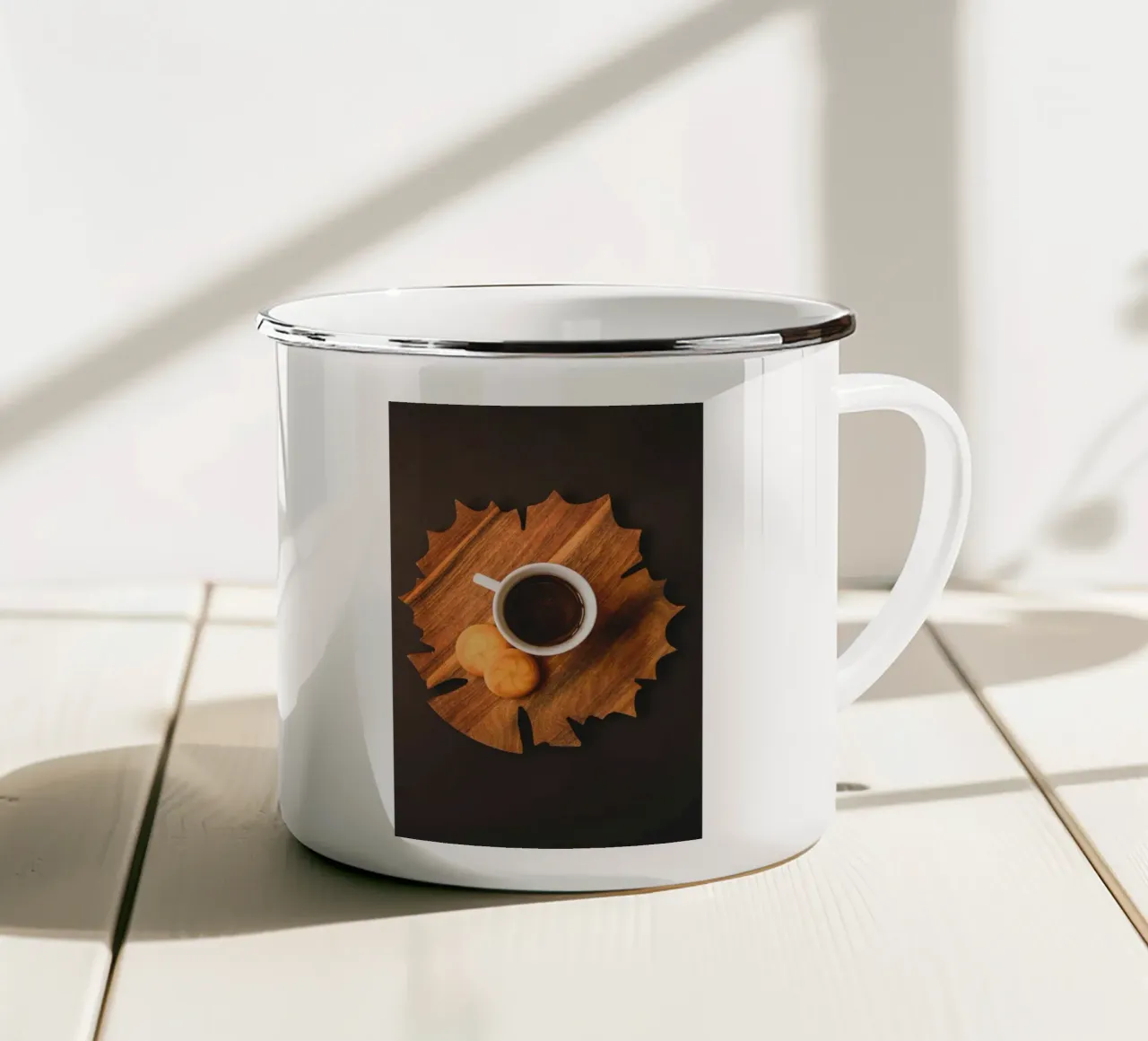 café de madera taza de esmalte de cofa home