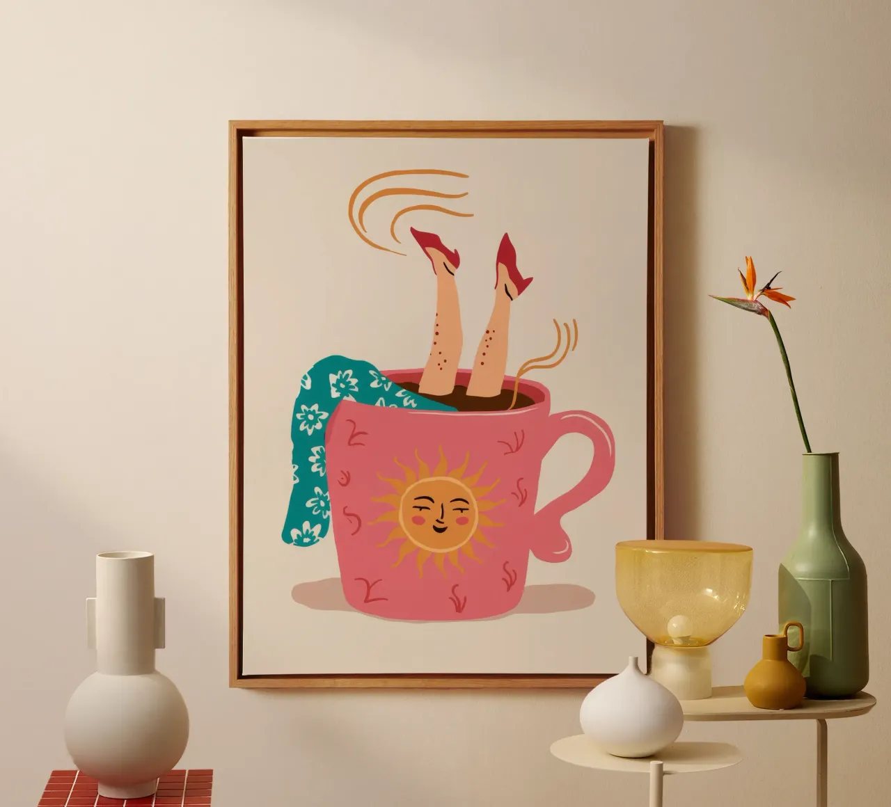 Hemels Theekopje Ontsnappen canvas met Baklijst van Haven Fantasy