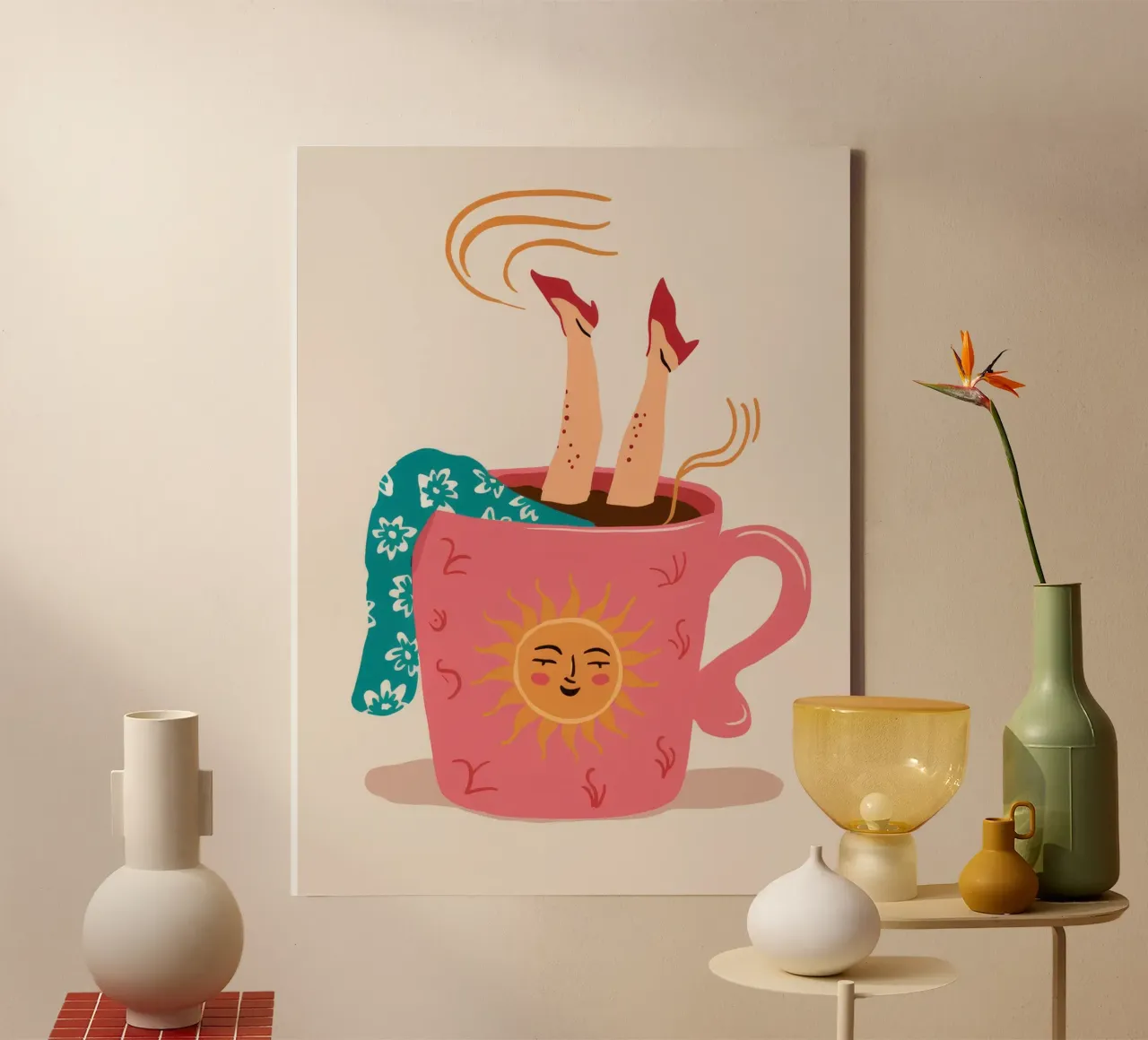 Hemels Theekopje Ontsnappen canvas met Baklijst van Haven Fantasy