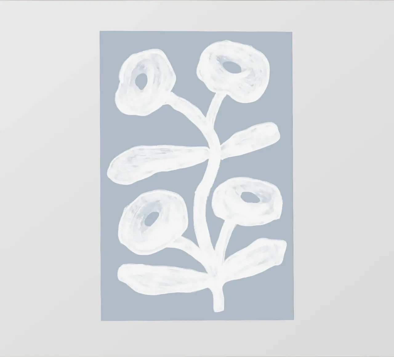 Floreale astratto bianco su blu telo in pvc da Melloi Art Print