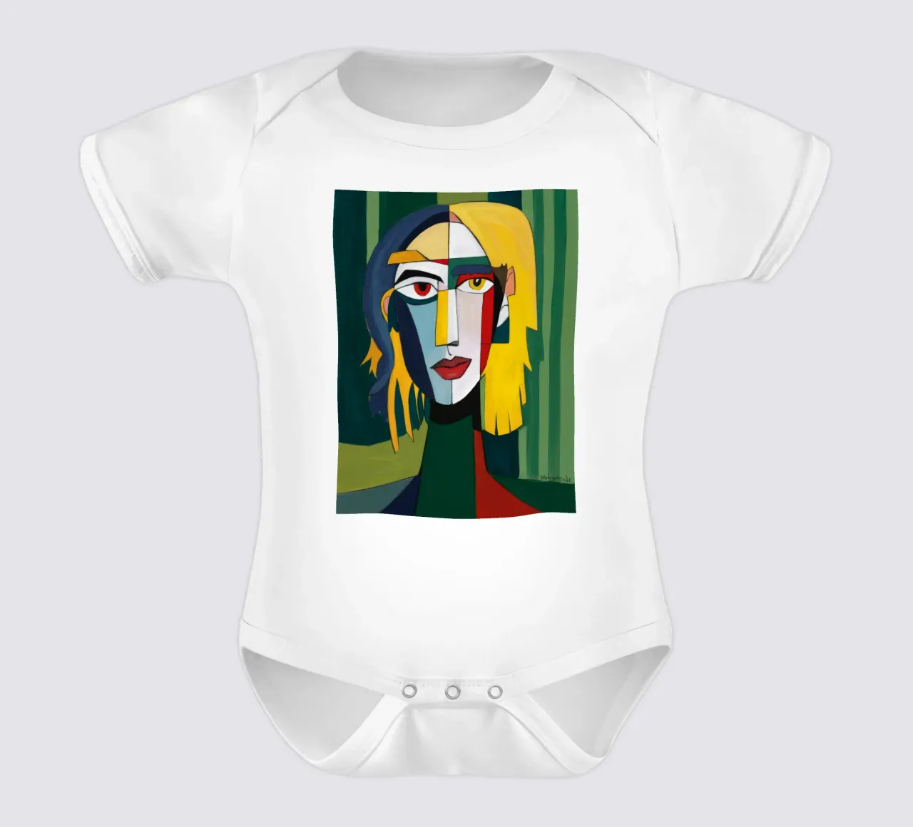 Kubistischer Smaragd-Blick Kurzarm Babybody von Peak Delusion