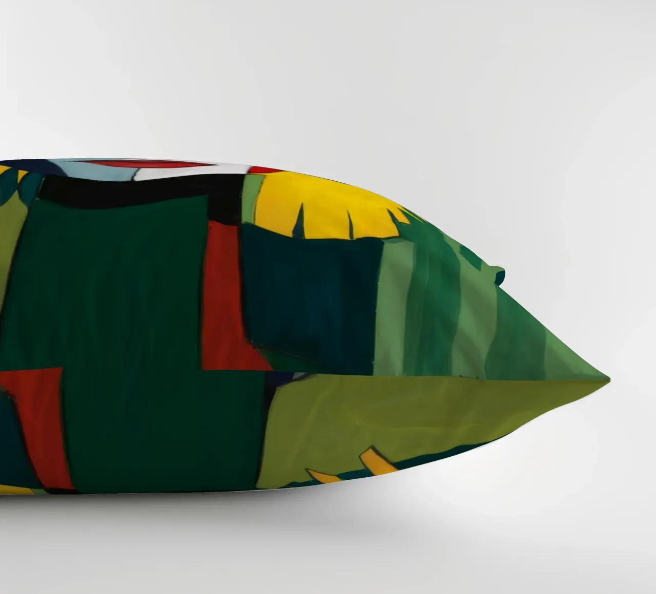 Cubist Emerald Gaze decorative cushion by Peak Delusion