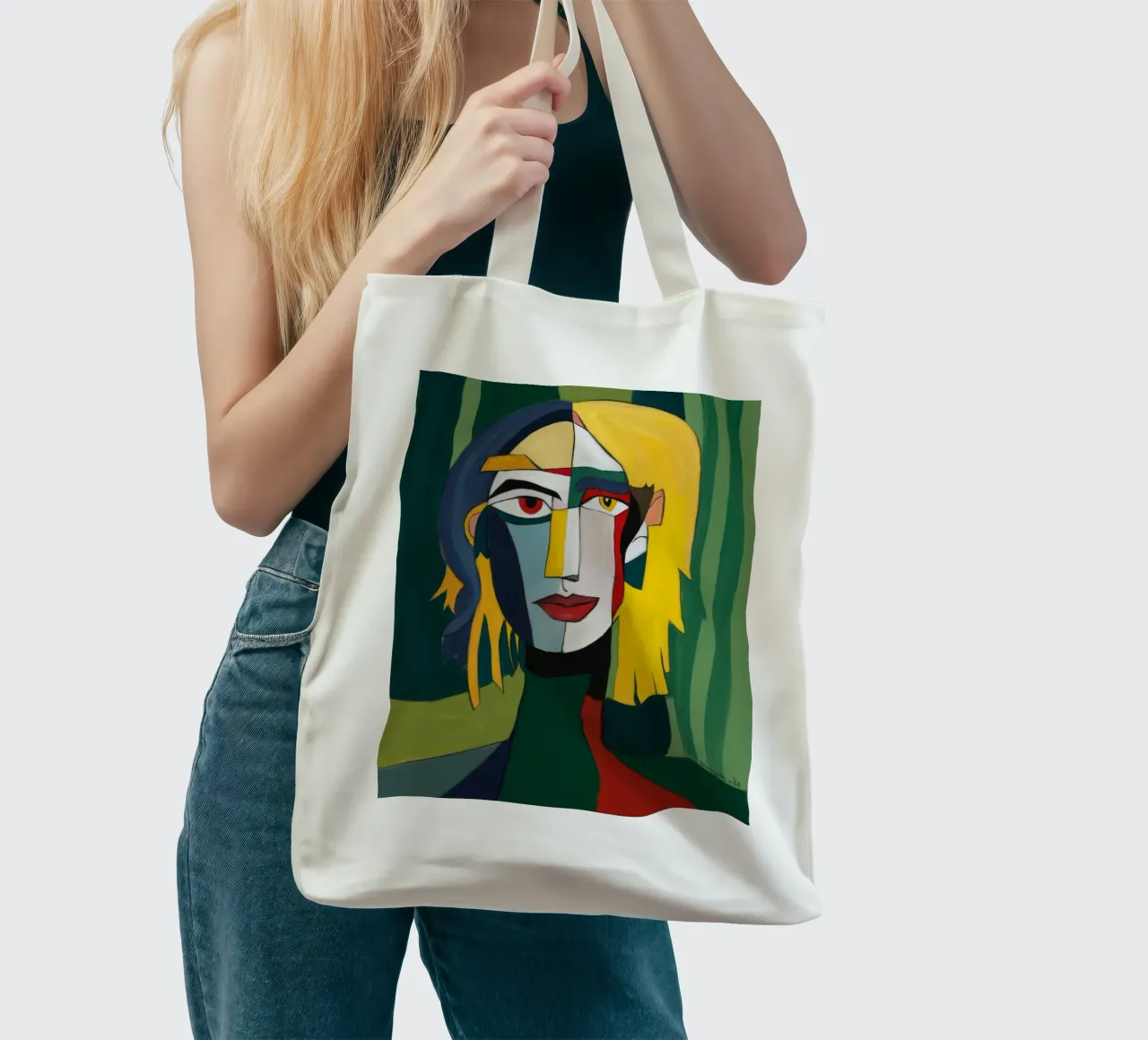 Cubist Emerald Gaze tote bag by Peak Delusion
