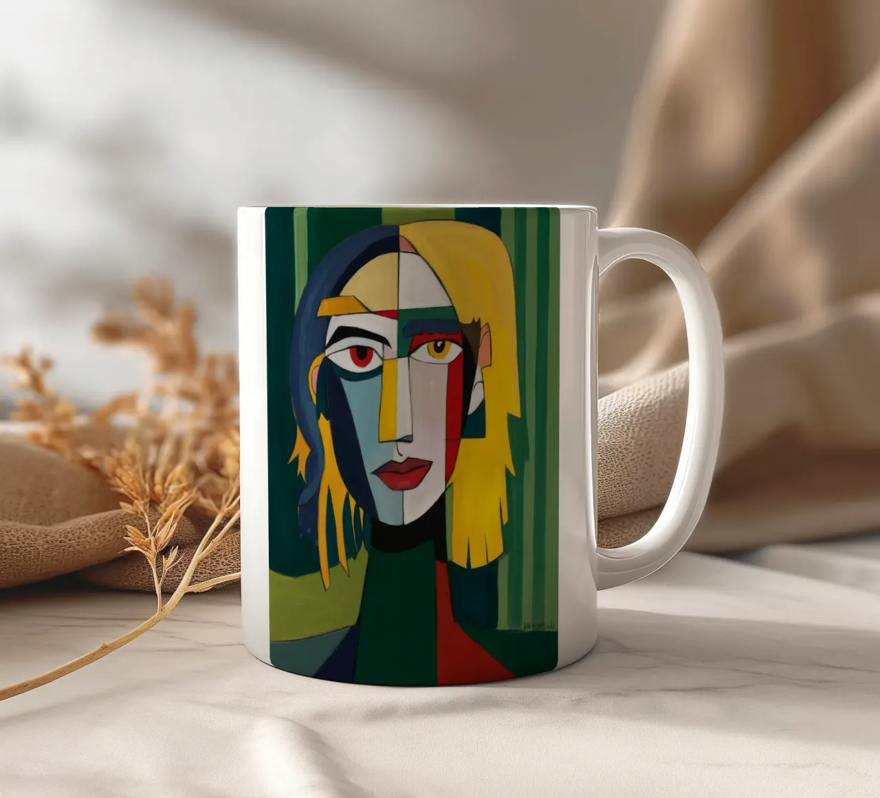 Sguardo cubista di smeraldo tazza in ceramica da Peak Delusion