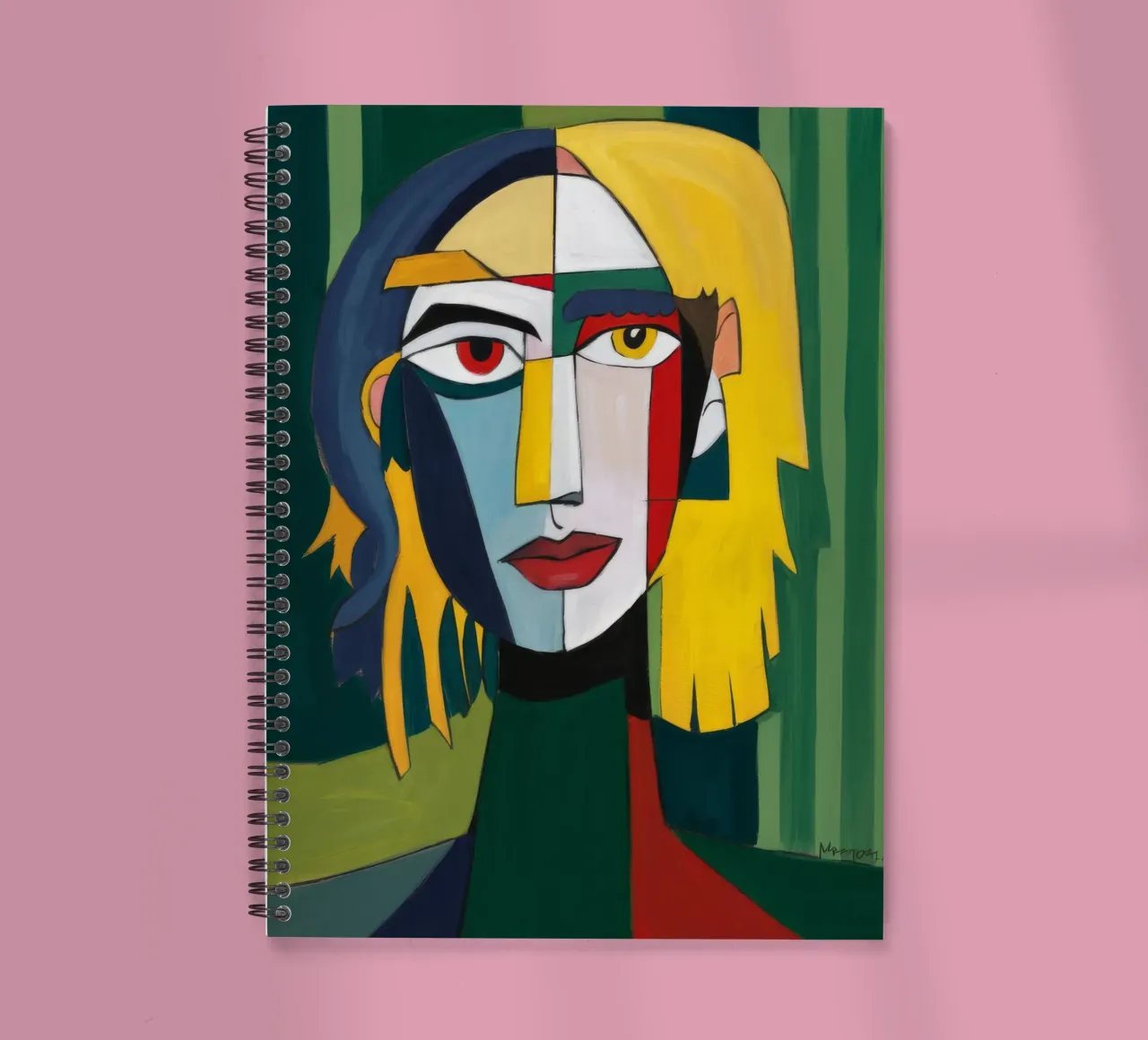 Cubist Emerald Gaze spiral notebook by Peak Delusion