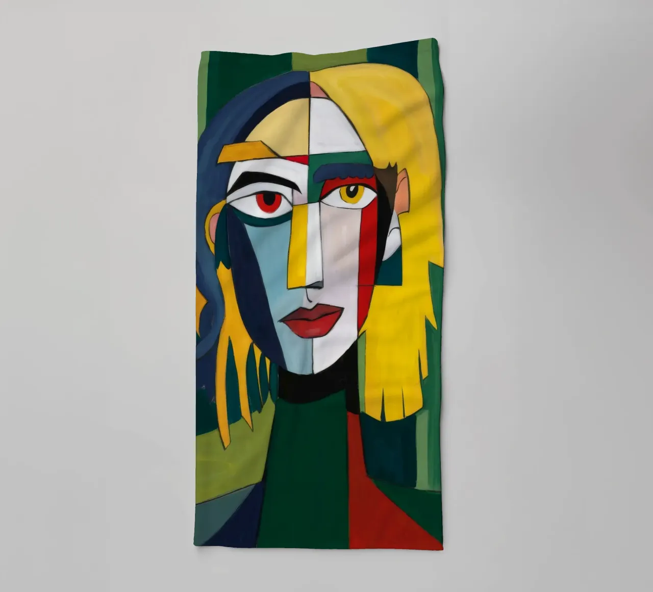 Cubist Emerald Gaze towel by Peak Delusion