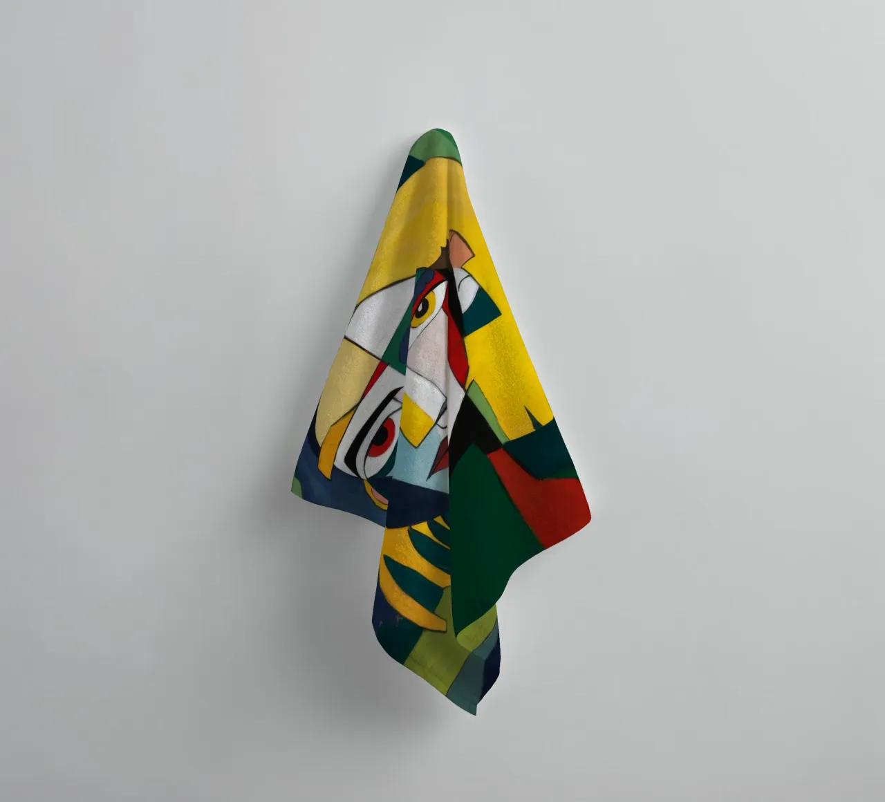 Cubist Emerald Gaze towel by Peak Delusion