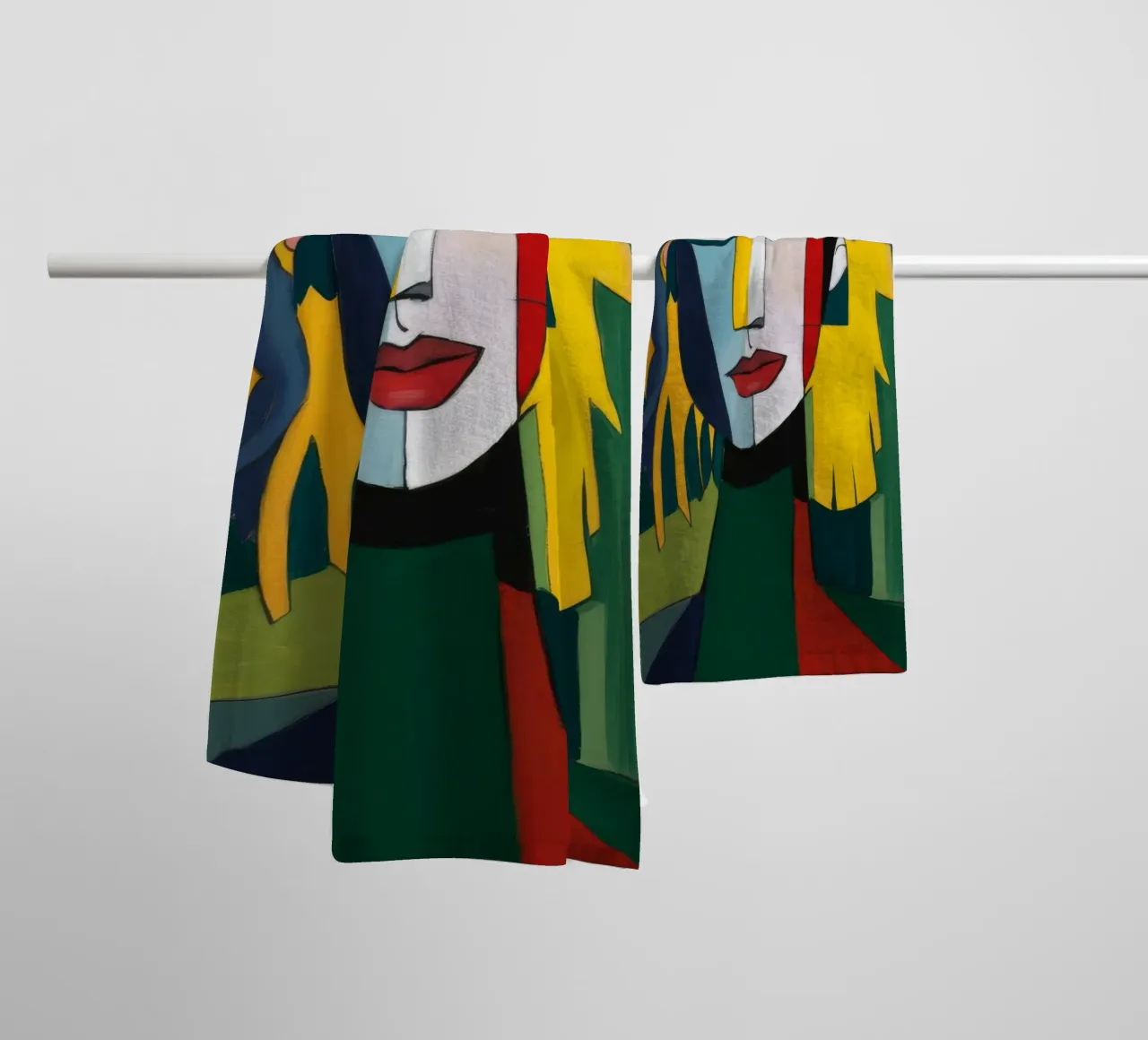 Cubist Emerald Gaze towel by Peak Delusion
