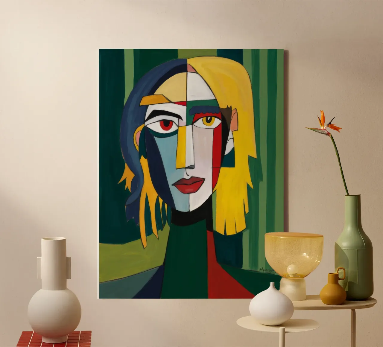 Cubist Emerald Gaze canvas by Peak Delusion