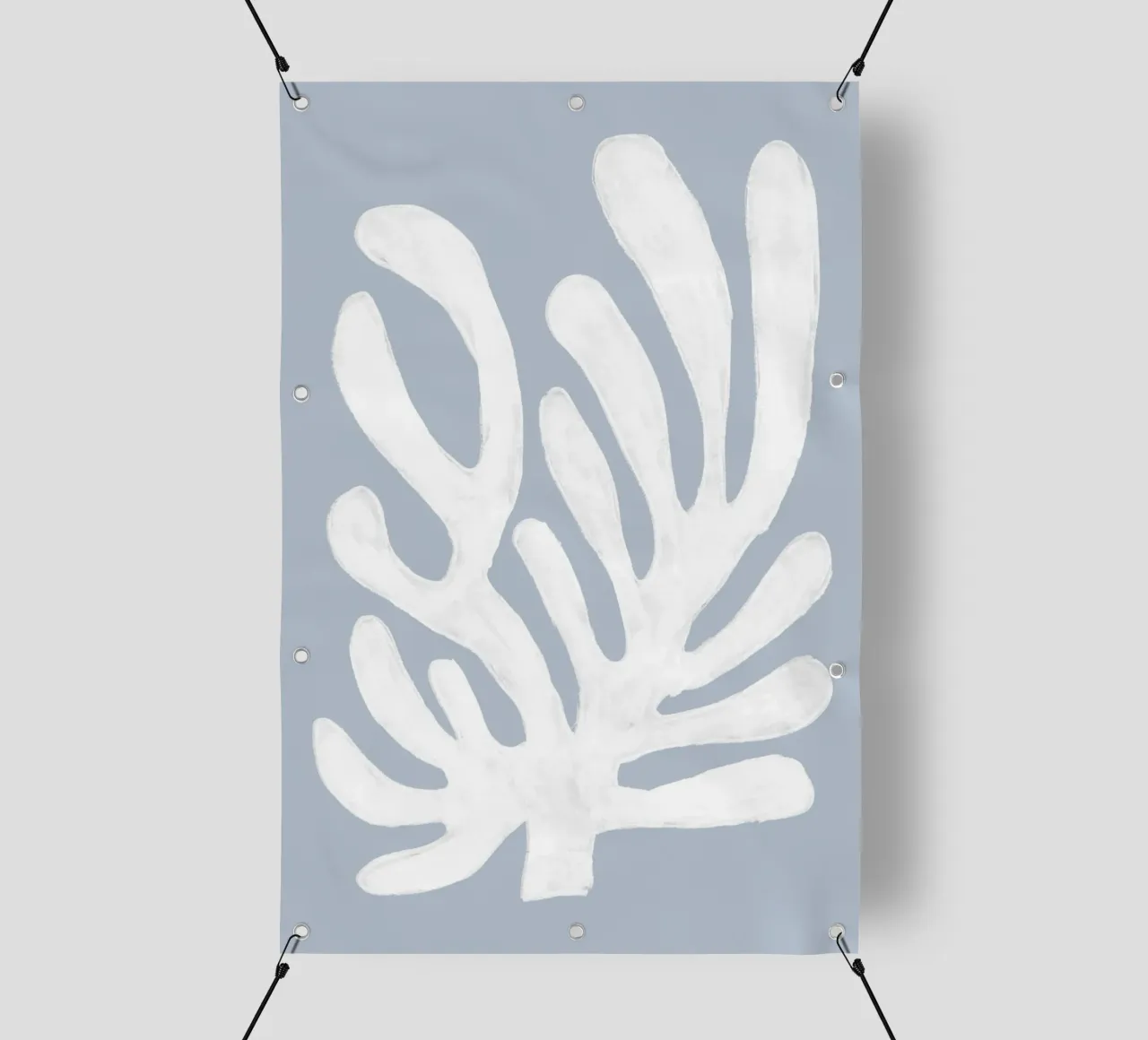 Alghe bianche astratte su blu telo in pvc da Melloi Art Print