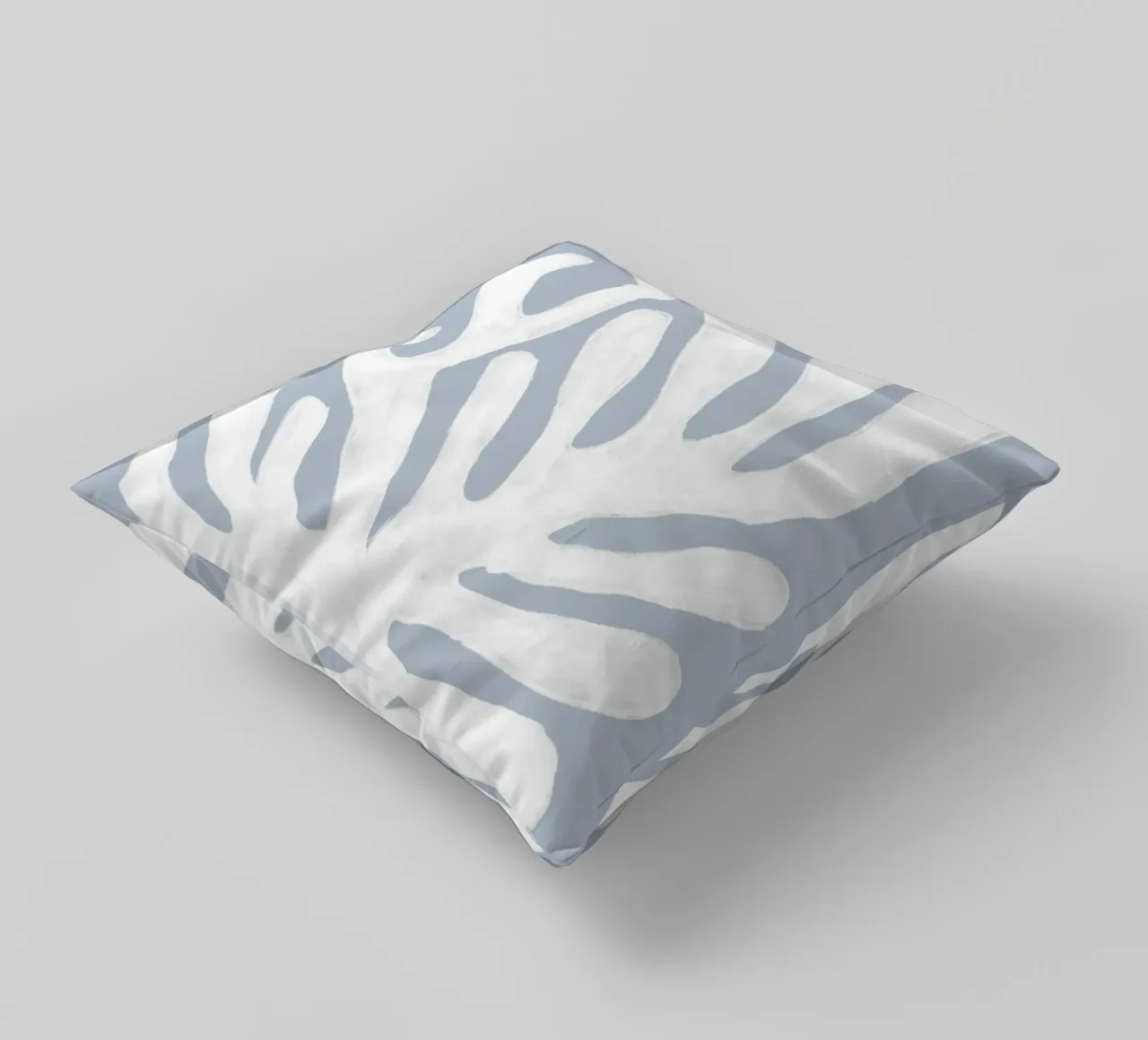 Alghe bianche astratte su blu cuscino da Melloi Art Print