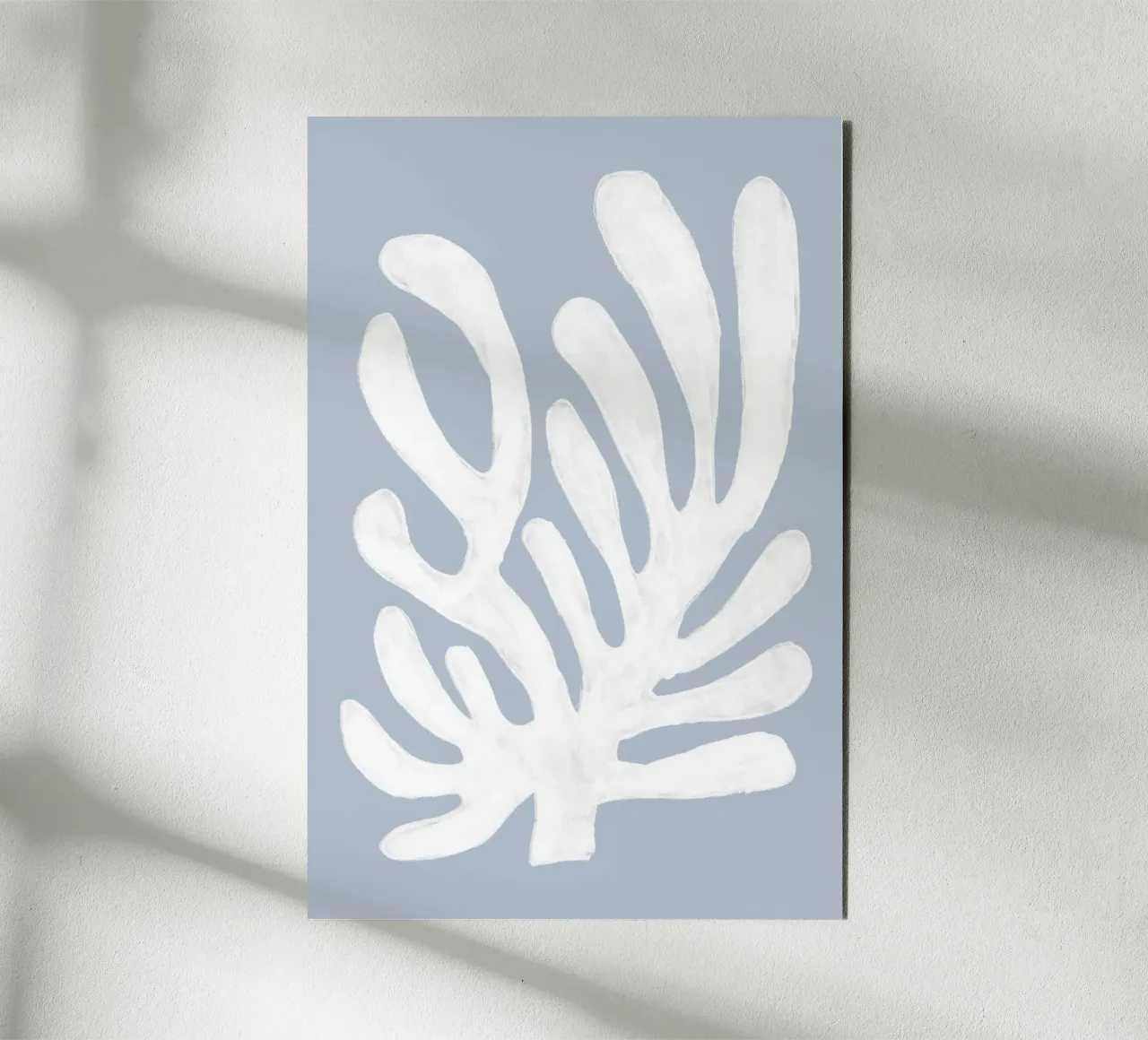 Alghe bianche astratte su blu alluminio dibond da Melloi Art Print