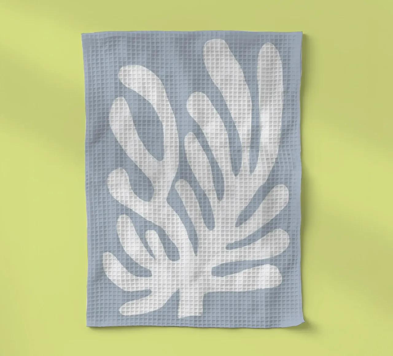 Alghe bianche astratte su blu canovaccio da cucina da Melloi Art Print