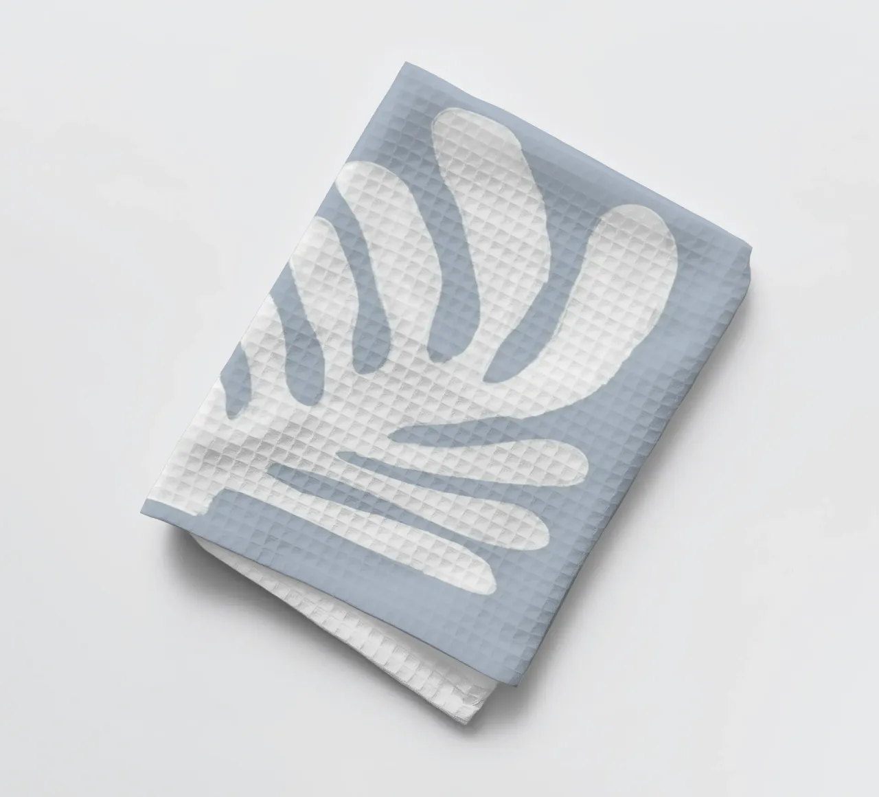 Alghe bianche astratte su blu canovaccio da cucina da Melloi Art Print