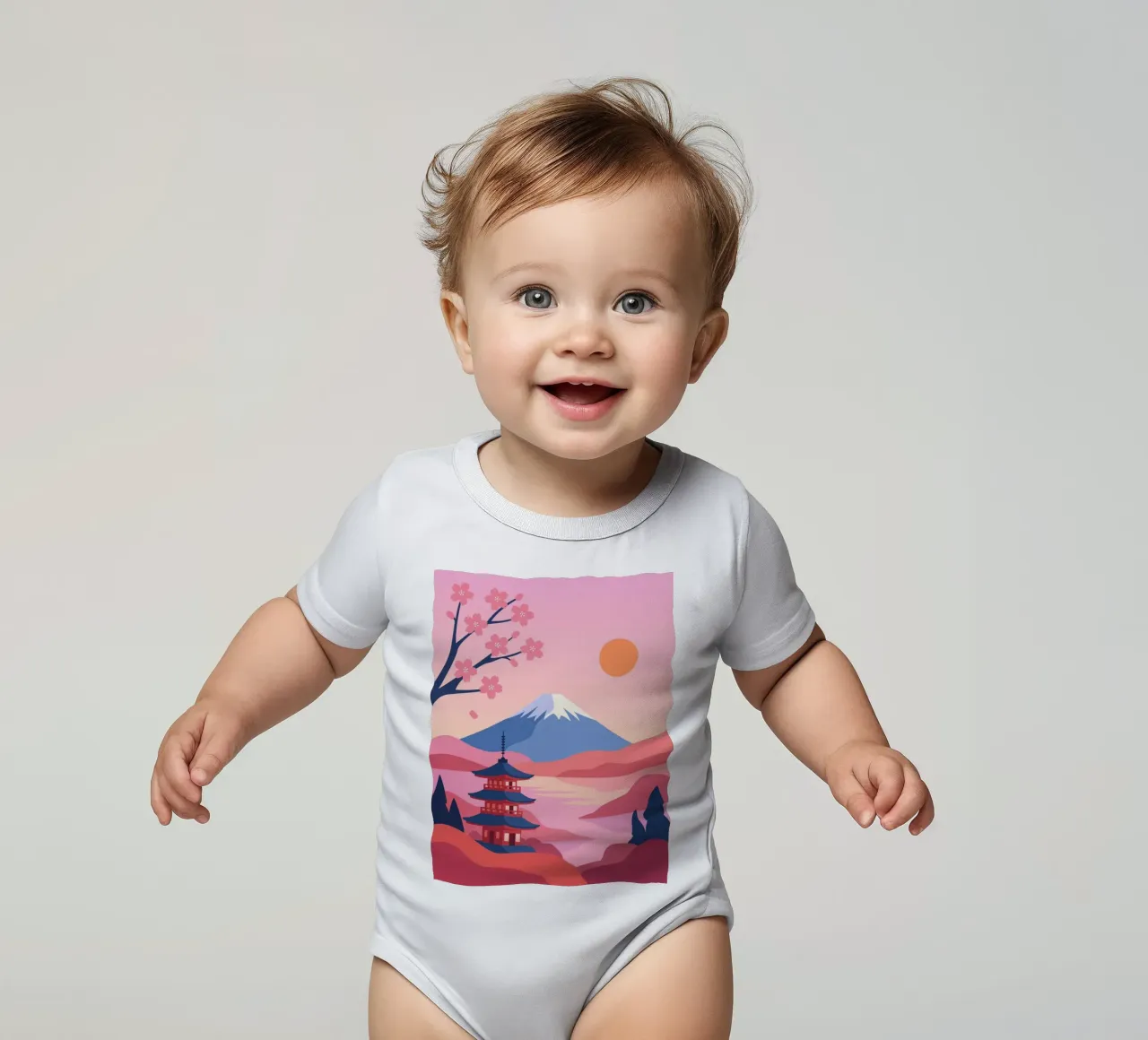 cherry blossoms nature short-sleeve baby romper by pastel color shape