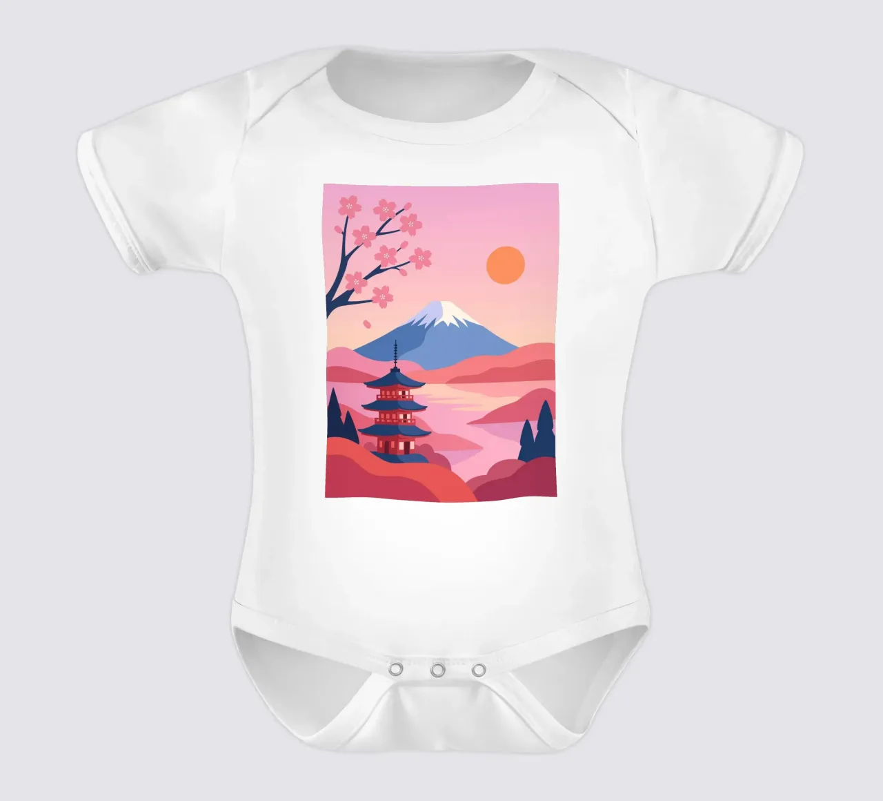 cherry blossoms nature short-sleeve baby romper by pastel color shape