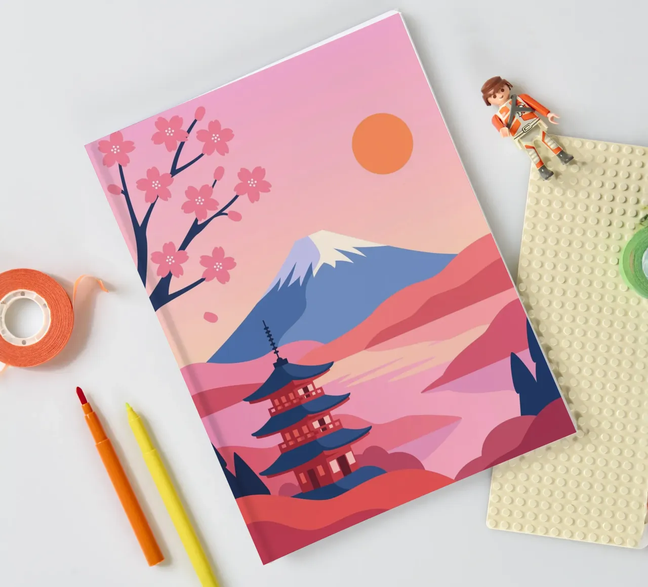 cherry blossoms nature notebook by pastel color shape