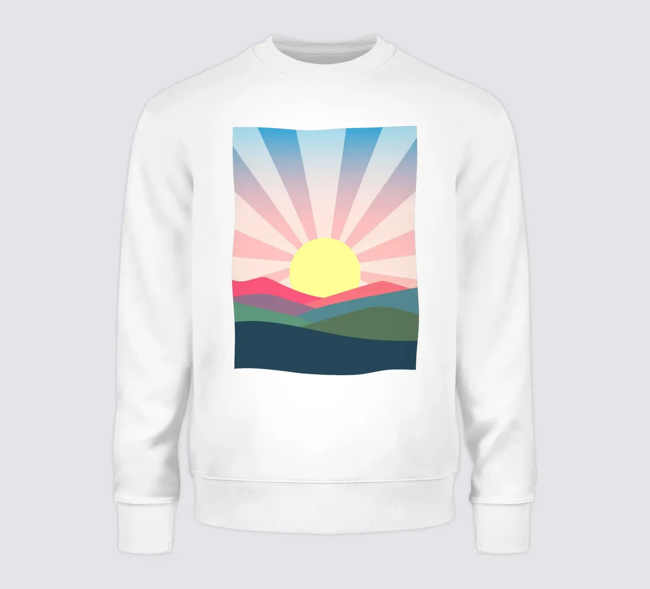 landschap kleurrijke zonsopgang sweatshirt van pastel color shape