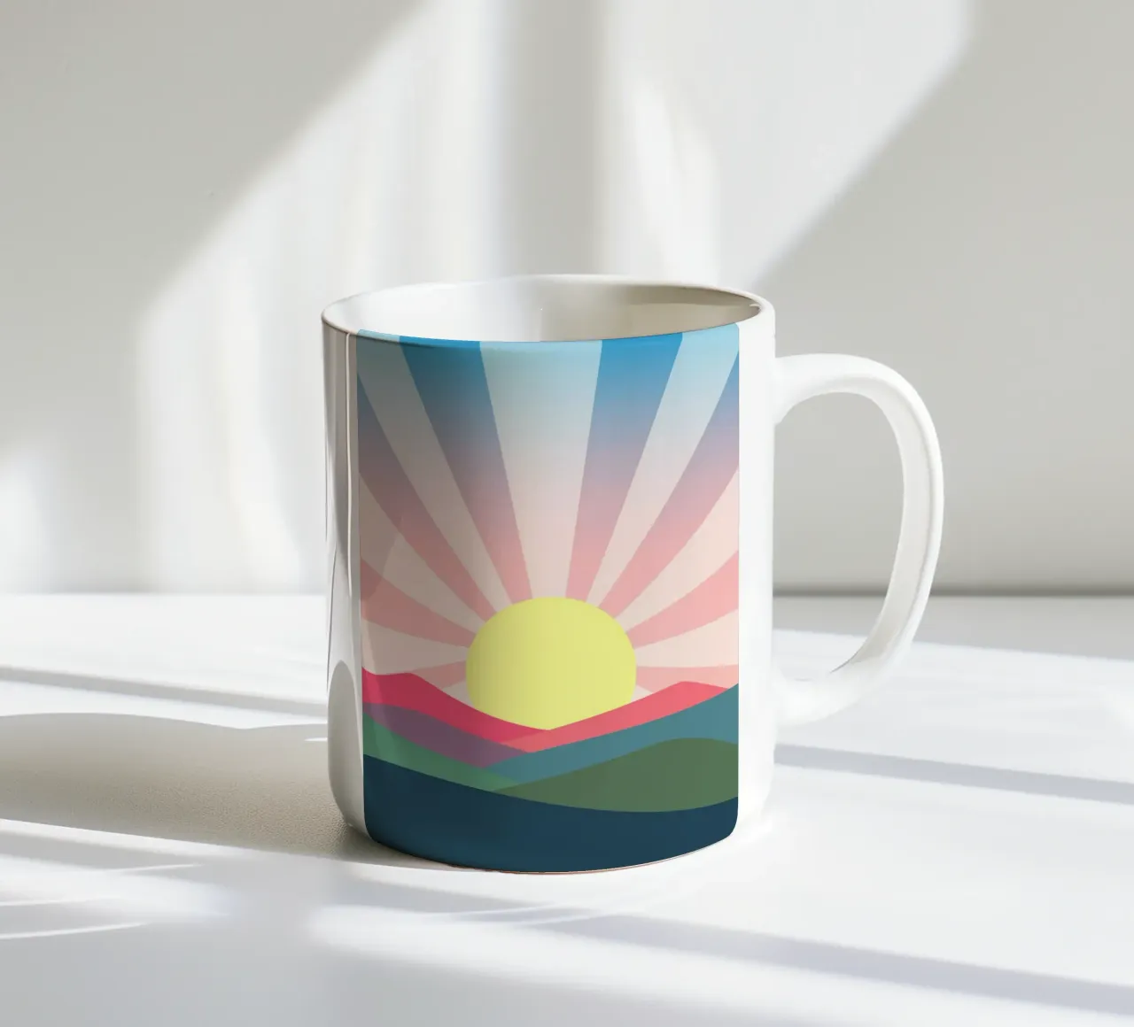 paesaggio colorato alba tazza in ceramica da pastel color shape