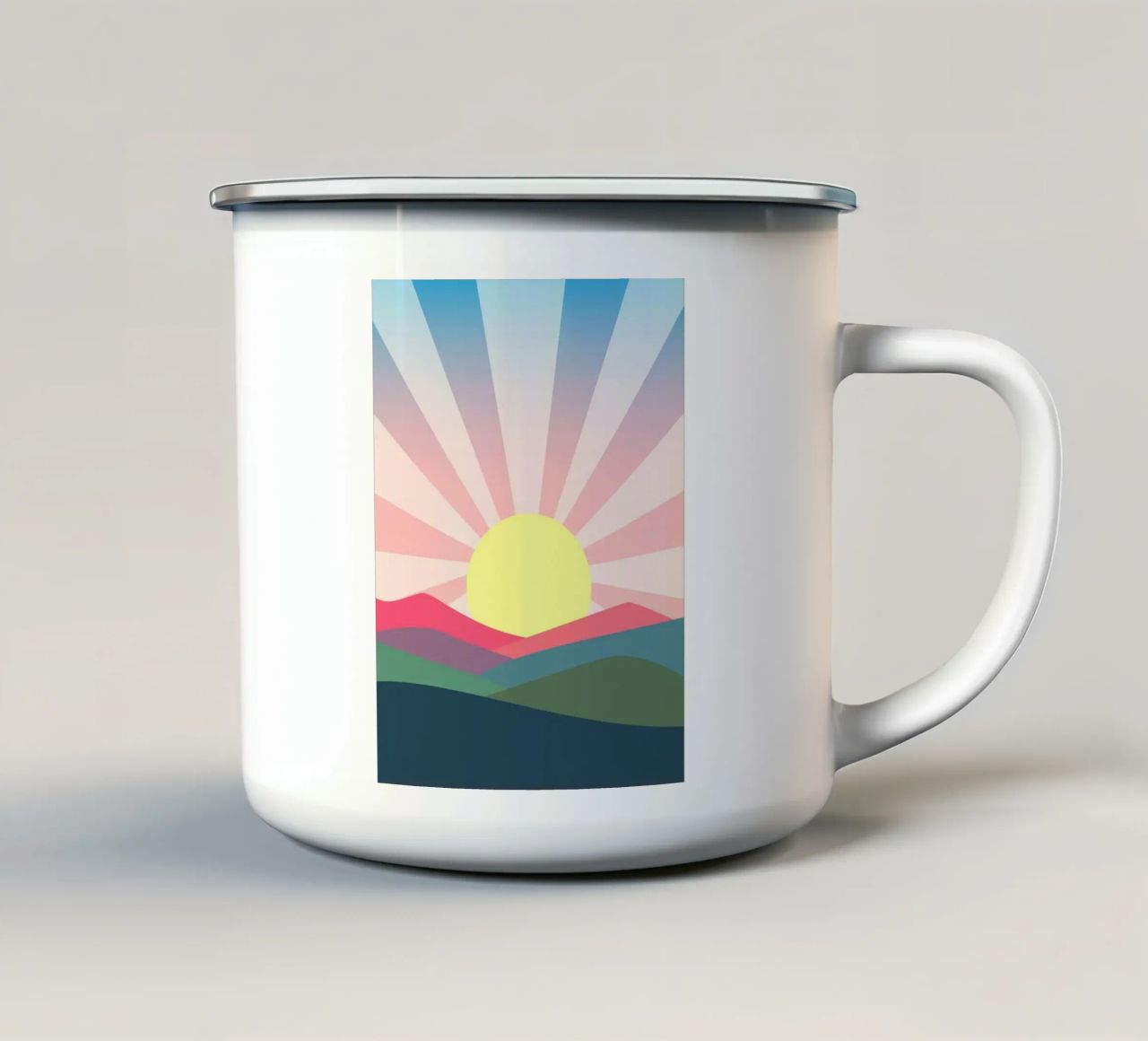 paesaggio colorato alba tazza in smalto da pastel color shape