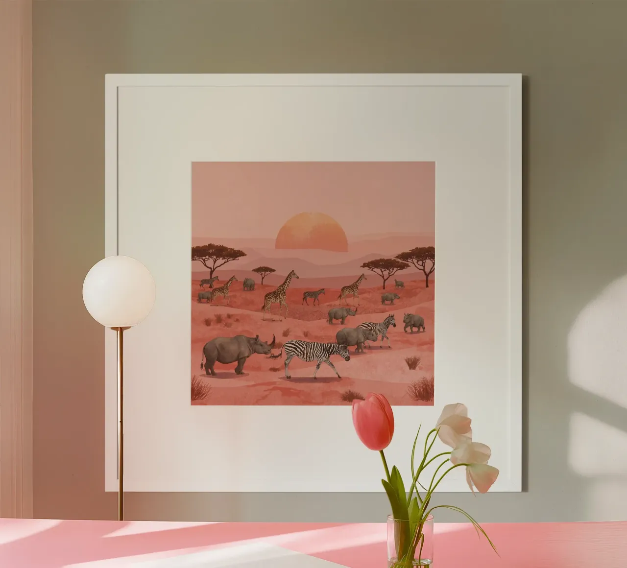 tramonto a savana poster con telaio in alluminio da van hellen