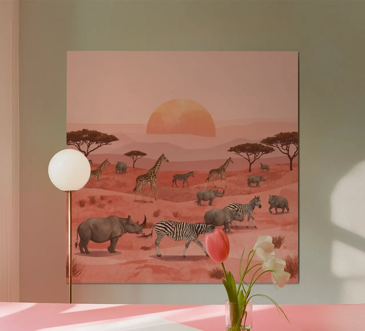 tramonto a savana poster con telaio in alluminio da van hellen