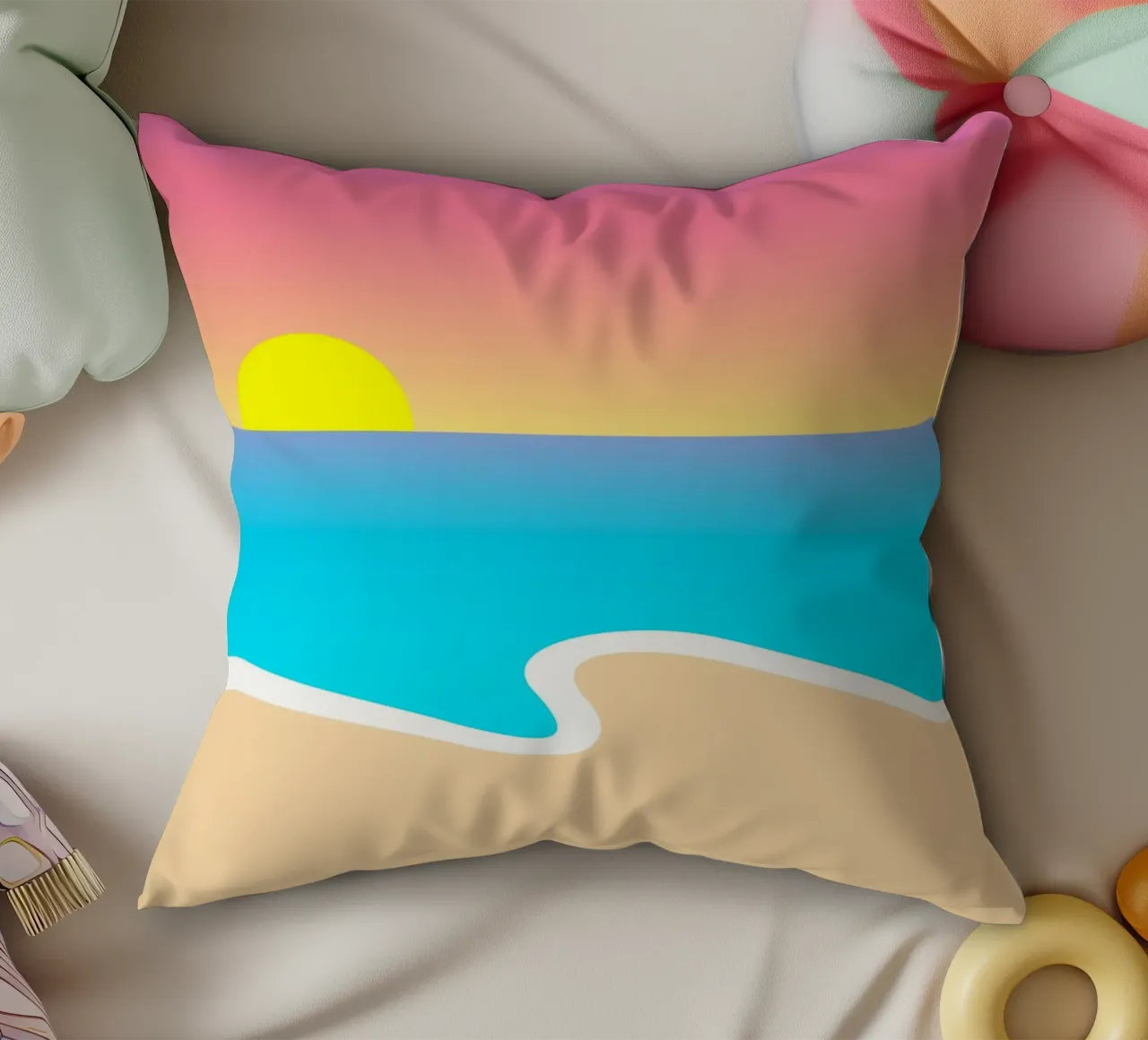 paesaggio crepuscolare oceano cuscino da pastel color shape
