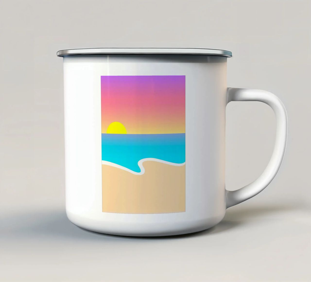 paesaggio crepuscolare oceano tazza in smalto da pastel color shape