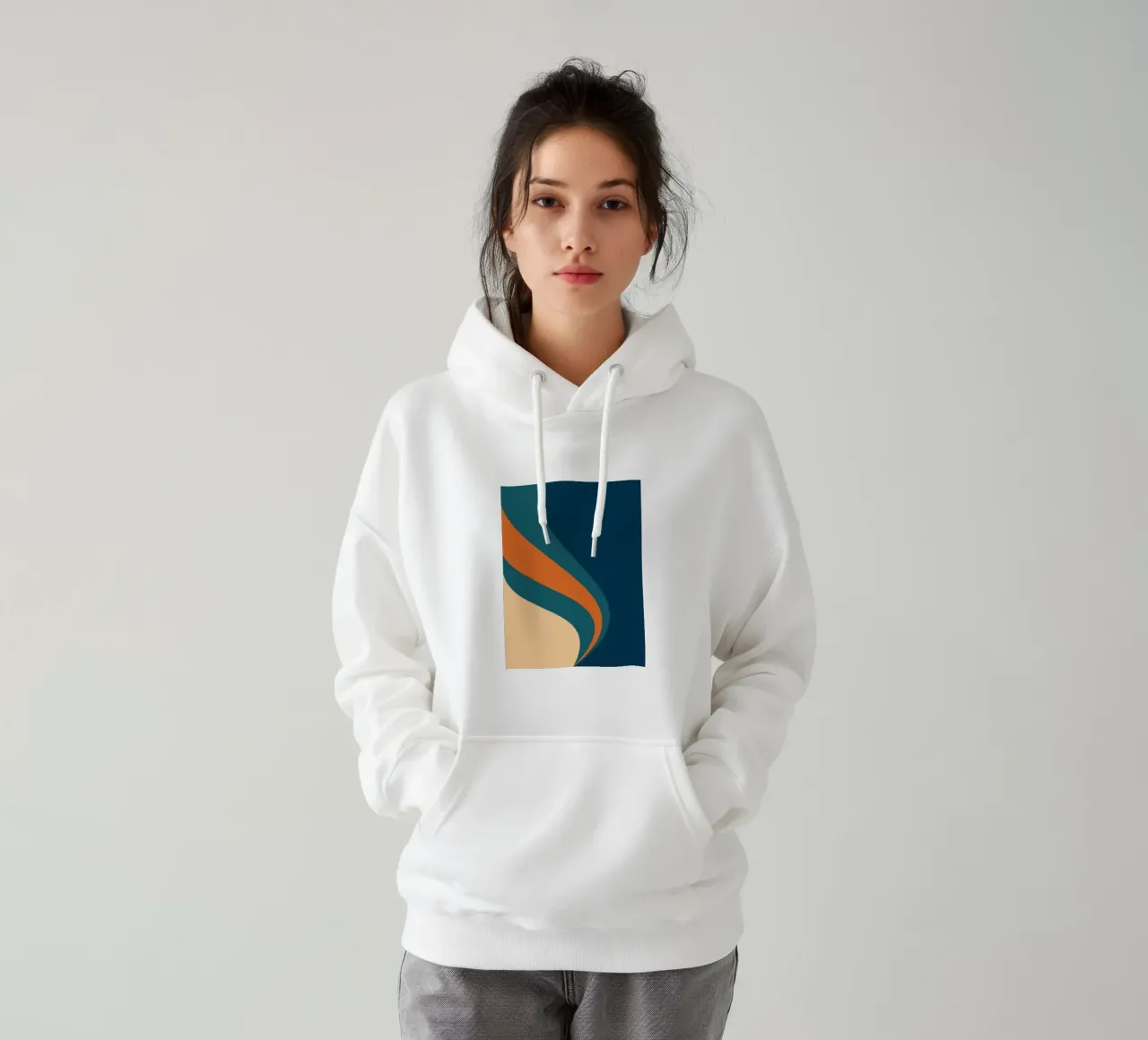 onda che scorre per linee curve felpa con cappuccio da pastel color shape