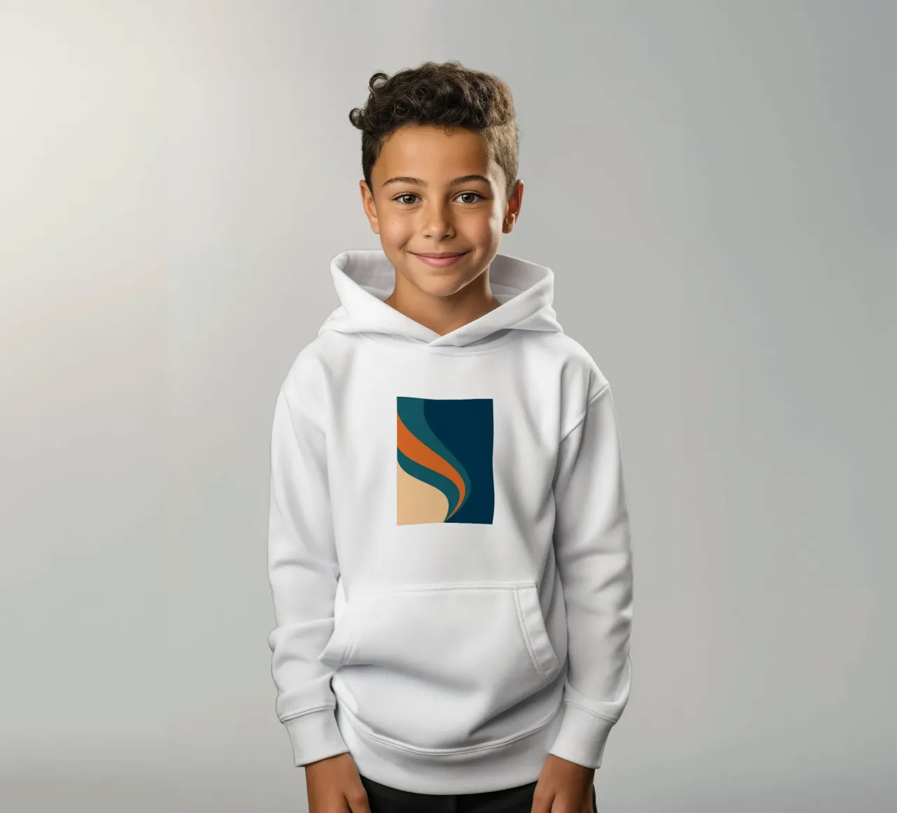 onda che scorre per linee curve felpa bambino con cappuccio da pastel color shape