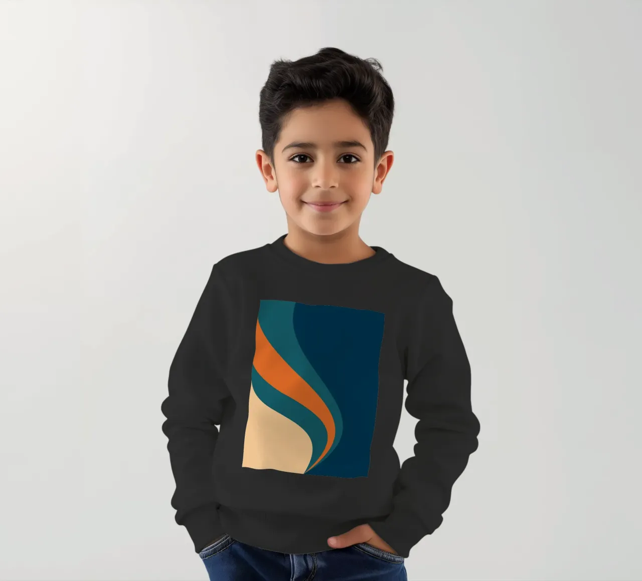 onda che scorre per linee curve felpa bambino da pastel color shape