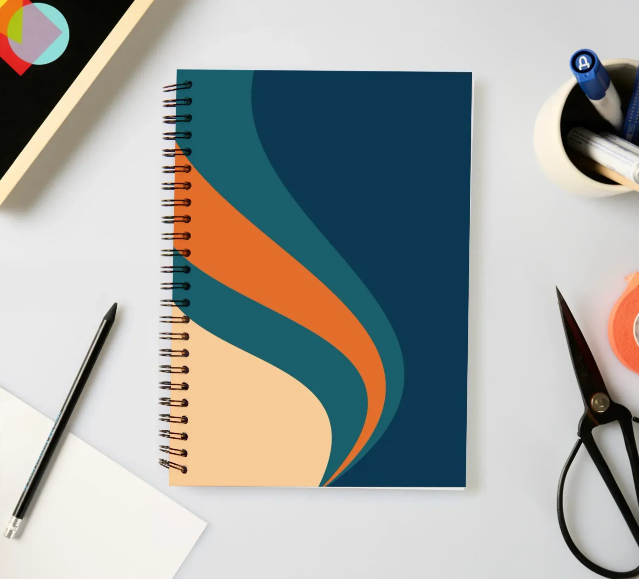 onda che scorre per linee curve diario ad anelli da pastel color shape
