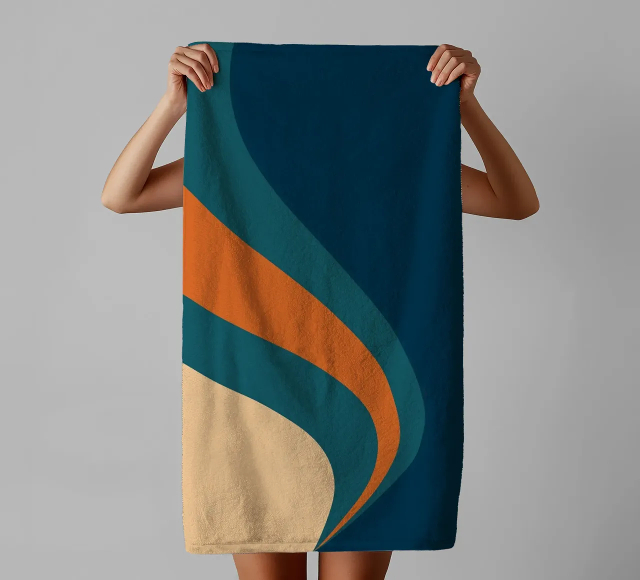 golf die door gebogen lijnen stroomt badhanddoek van pastel color shape