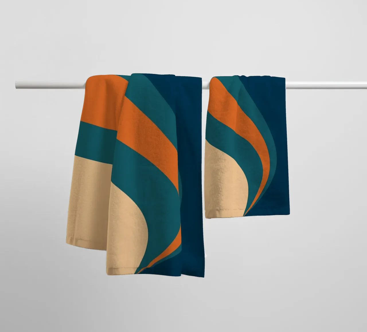 golf die door gebogen lijnen stroomt badhanddoek van pastel color shape