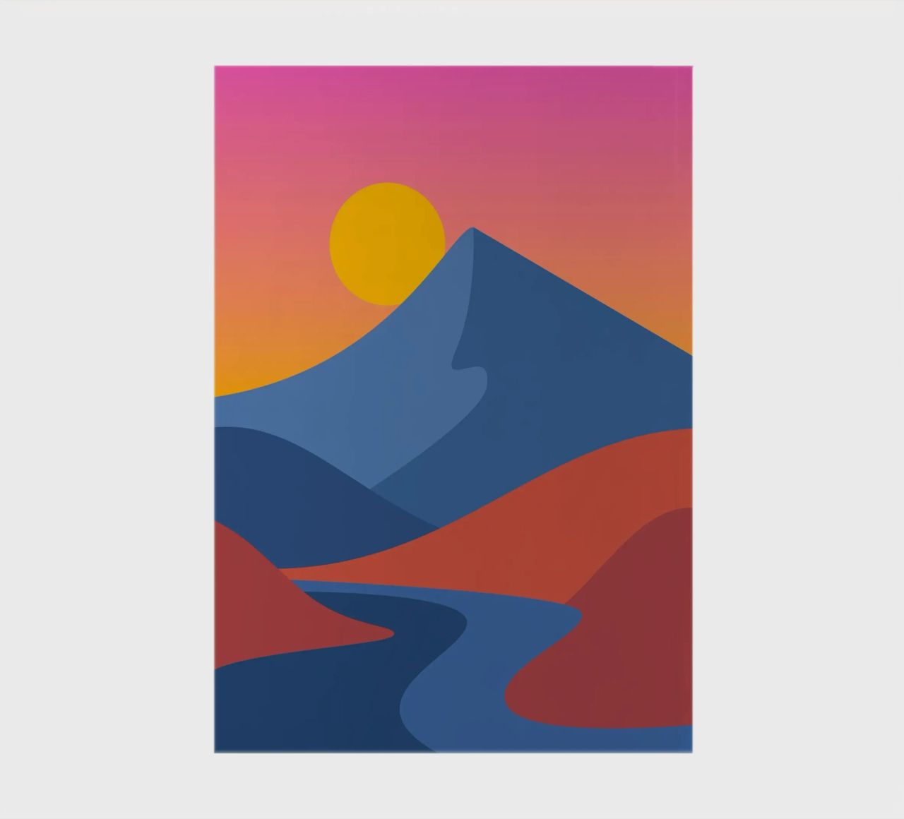mountain scene with gradient notebook by pastel color shape