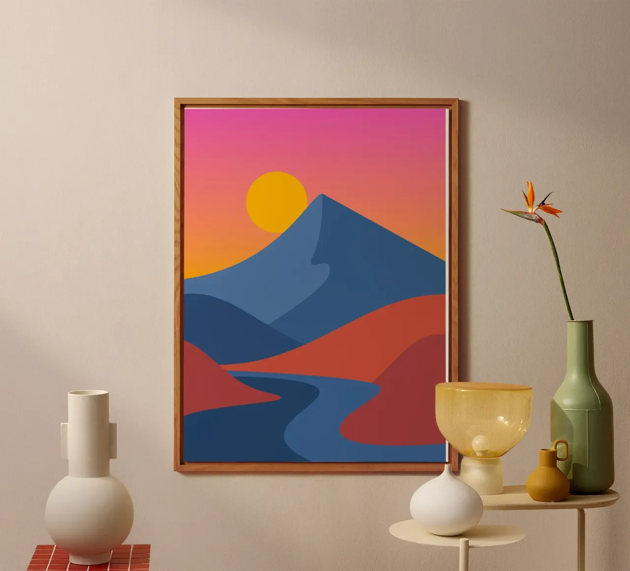 scena di montagna con gradiente alluminio dibond da pastel color shape
