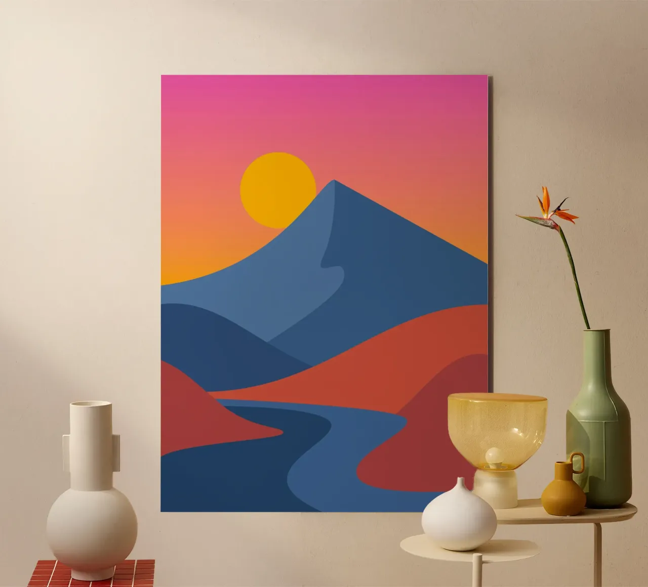 scena di montagna con gradiente alluminio dibond da pastel color shape