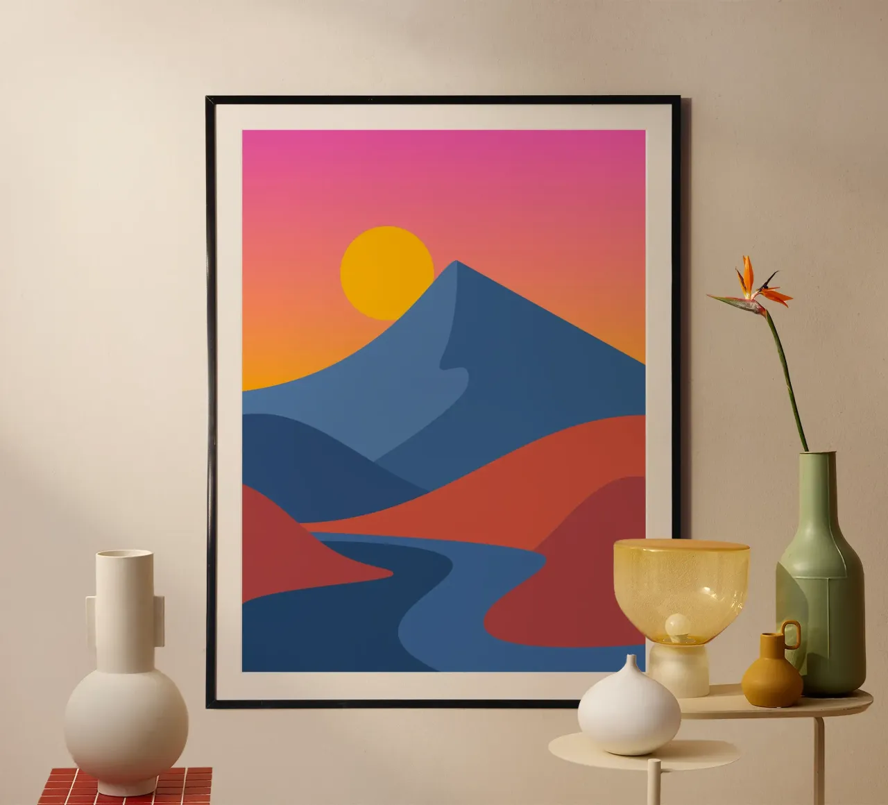 scena di montagna con gradiente carta hahnemühle da pastel color shape