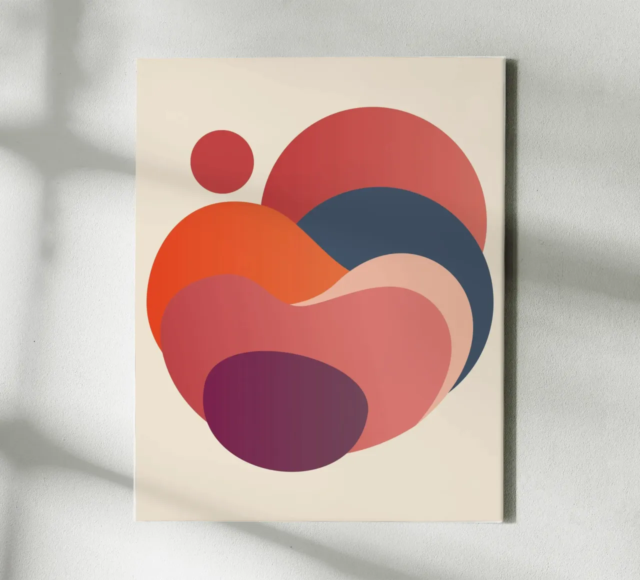 abstract shapes circles of sun canvas with Floater frame by pastel color shape