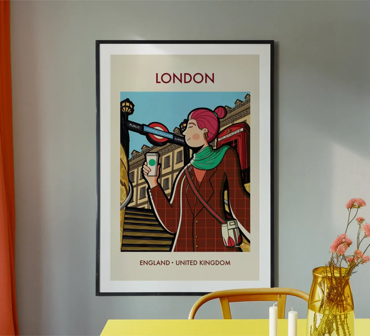 Instagirl London poster con telaio in alluminio da Rafa Gomes