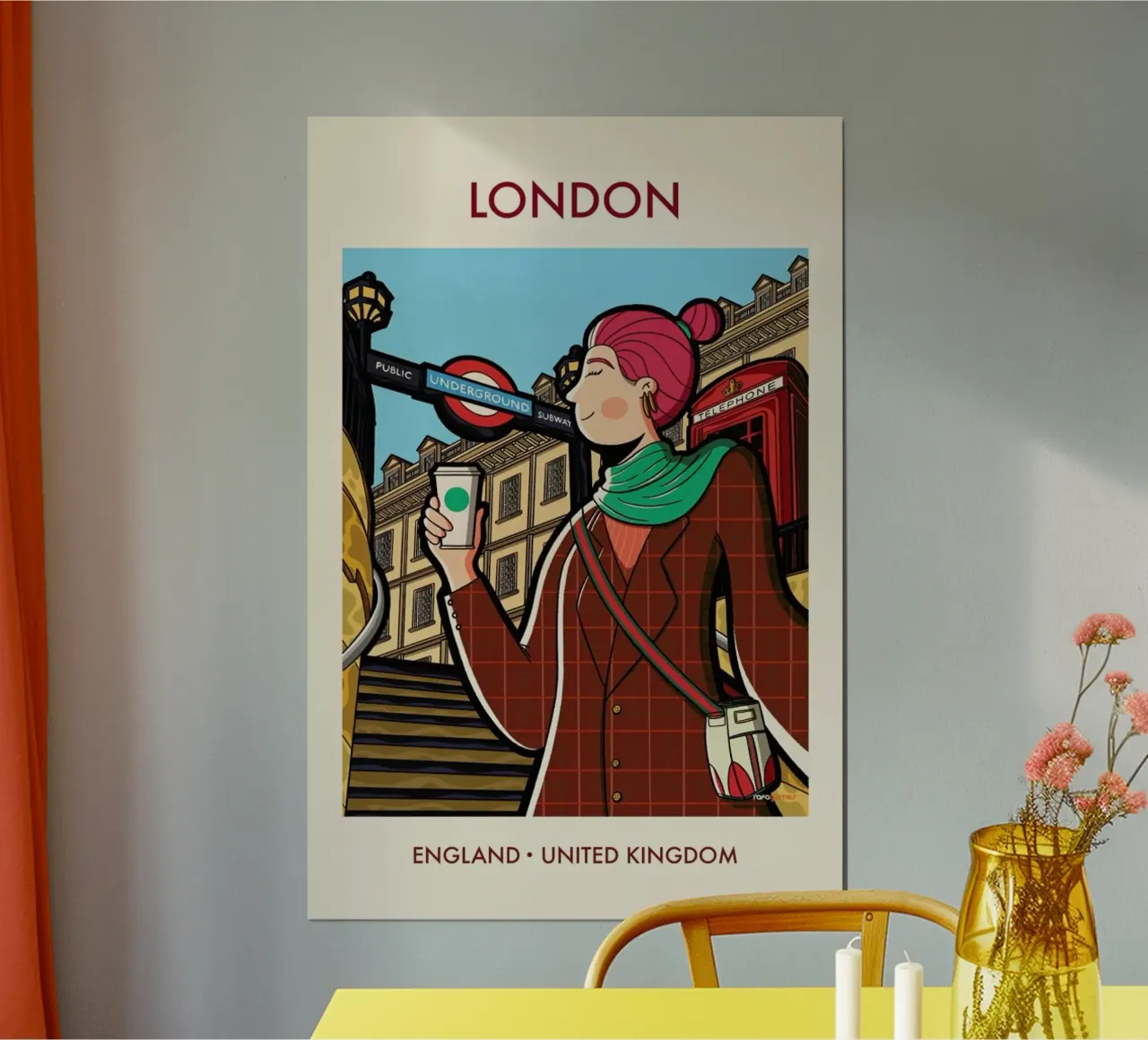 Instagirl London poster con telaio in alluminio da Rafa Gomes