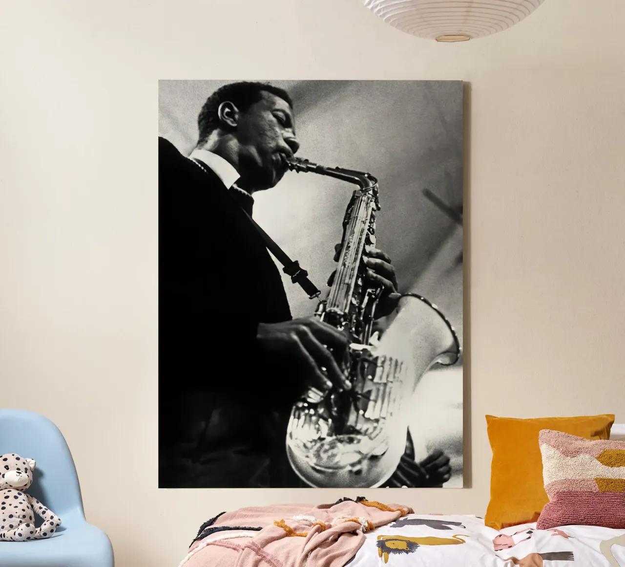 Saxofonist Ornette Coleman C. 1959 canvas met Baklijst van williamsshop
