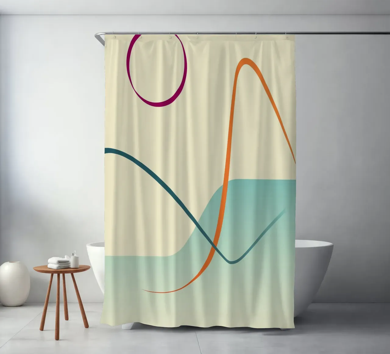 linee curve scena liscia tenda da doccia da pastel color shape