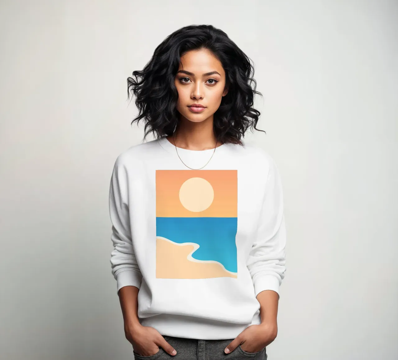 calm sea relaxation sweatshirt by pastel color shape